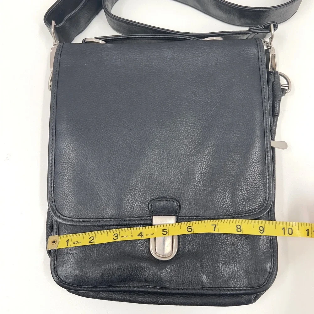 Paradox Mens Black Leather Bag Messenger Crossbody Organizer Excellent Condition